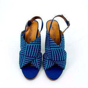 Leila Stone Sandals Shoes Heels Green Blue Size 6